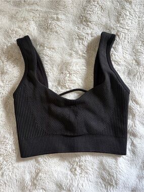 Fabletics Black Ribbed Sports Bra